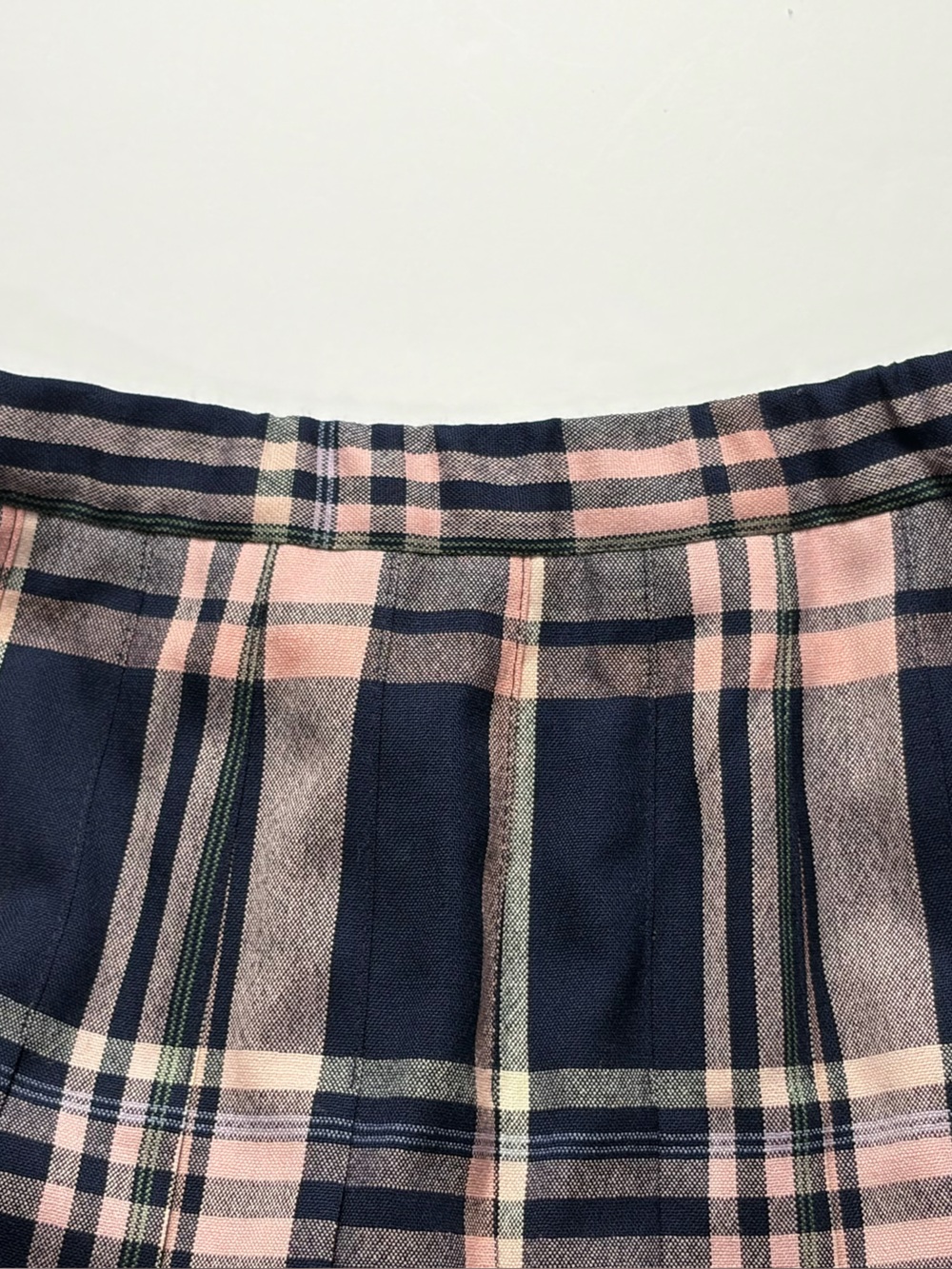 Pendleton Vintage Wool Plaid Pleated Midi Skirt Pink Navy Petite Size 6 - Picture 3 of 6